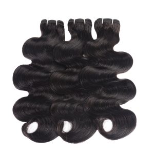 center wig remy hair black body wave bundles laotian weaving