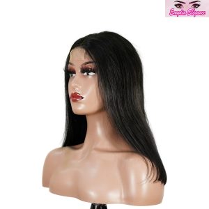 center wig natural black remy hair 2x6 lace closure straight bob human hair wig