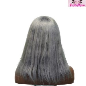 center wig machine made gray wig remy hair 12p