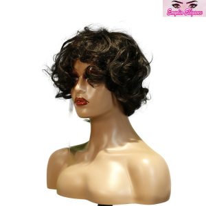 center wig machine made black wig remy hair tc068