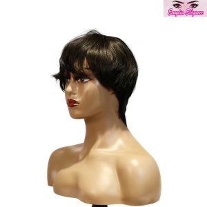 center wig machine made black wig remy hair h081