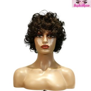 center wig machine made black wig remy hair tc002