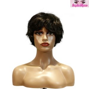 center wig machine made black wig remy hair tc16