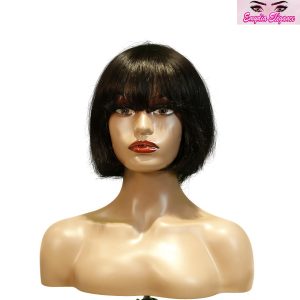 center wig machine made black wig remy hair h009