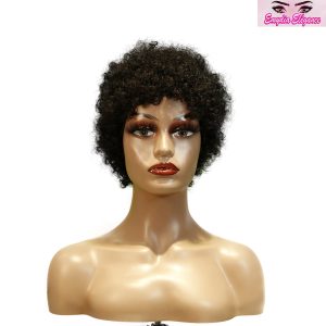 center wig machine made black wig remy hair h023