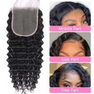 center wig remy hair 5x5 deep wave closure