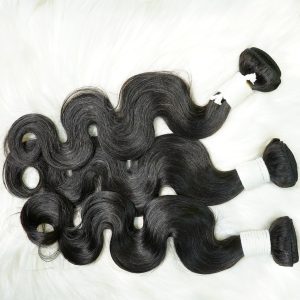 center wig remy hair black body wave bundles brazilian weaving