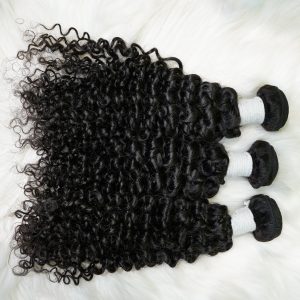 center wig remy hair black jerry curly bundles brazilian weaving