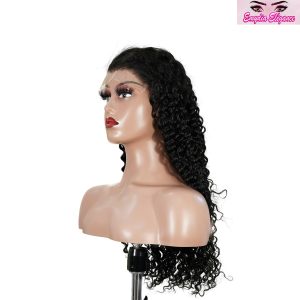 center wig natural black remy hair 6x7 lace closure deep wave human hair wig