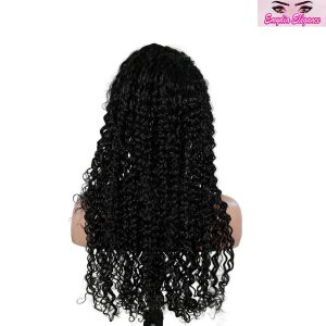 center wig natural black remy hair 6x7 lace closure deep wave human hair wig