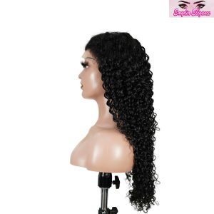 center wig natural black remy hair 6x7 lace closure deep wave human hair wig