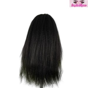 center wig natural black remy hair 6x7 lace closure yaki straight human hair wig