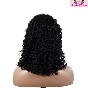 center wig natural black remy hair 2x6 lace closure deep wave bob human hair wig