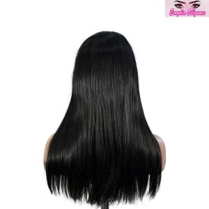 center wig natural black remy hair 5x5 lace closure straight human hair wig