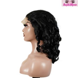center wig natural black remy hair 5x5 lace closure bouncy curls human hair wig