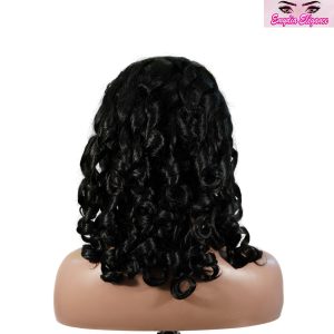 center wig natural black remy hair 5x5 lace closure bouncy curls human hair wig