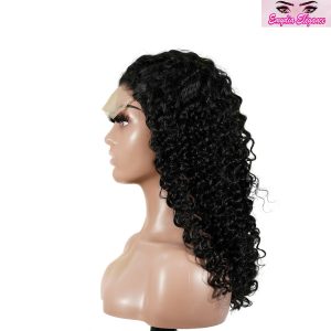 center wig natural black remy hair 5x5 lace closure deep wave human hair wig