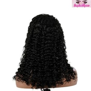 center wig natural black remy hair 5x5 lace closure deep wave human hair wig