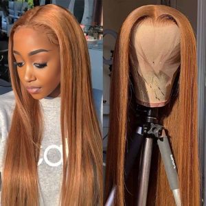 center wig 13x4 straight lace front wig 8&27 honey blonde highlight 26 inch remy hair