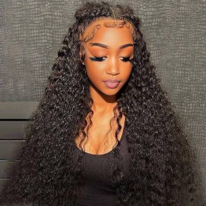 center wig natural black remy hair 5x5 lace closure jerry curly human hair wig